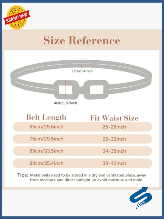 Skinny Elastic Waist Belt for Women Stretchy Metal Cinch Belt for Dresses